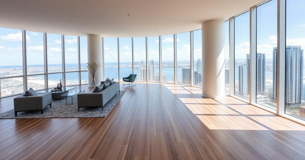 Commercial flooring contractors in Miami, FL — wide-plank engineered wood in a Brickell high-rise